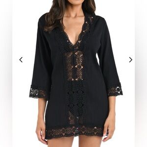 LA BLANCA Island Fare V-Neck Tunic Swim Coverup LIKE NEW XL